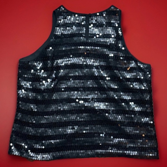 Elegant Sexy Black Sequin Size 14 Jones New York top Sissy Drag CD TV XL - Picture 4 of 5